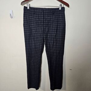 Theory Treeca Brisk Check Plaid Wool Cropped Straight Pants Stretch Women's Gray